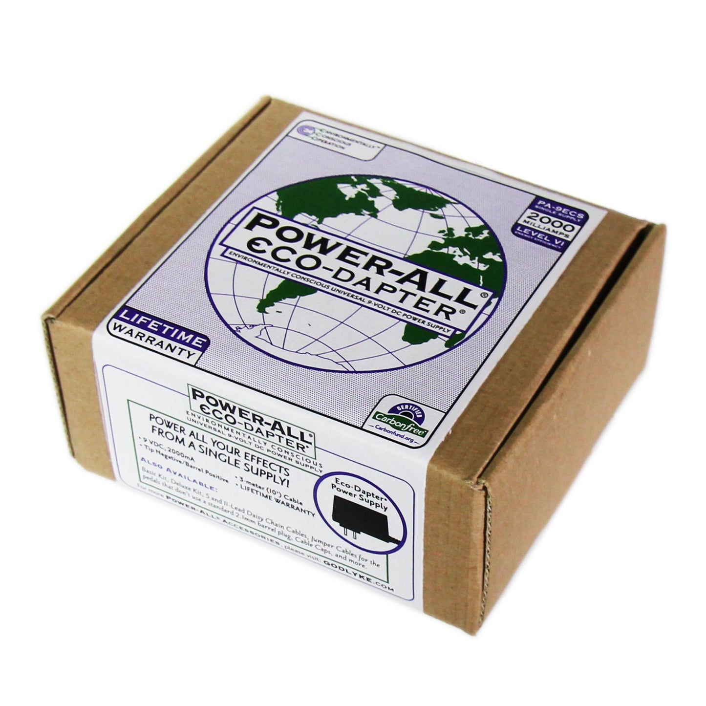 Power-All ECO-Dapter Power Supply for Guitar Effect Pedals Recycled Box Front Angle 1
