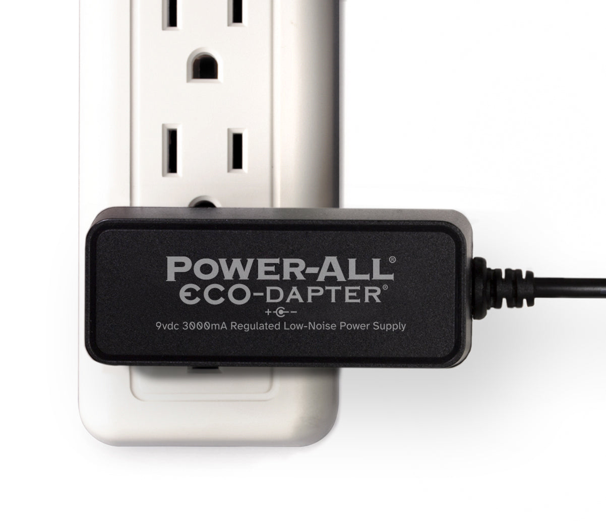 Power-All ECO-Dapter 3000mA 9vdc Power Supply for Guitar Effect Pedals plugged into one spot on extension cable