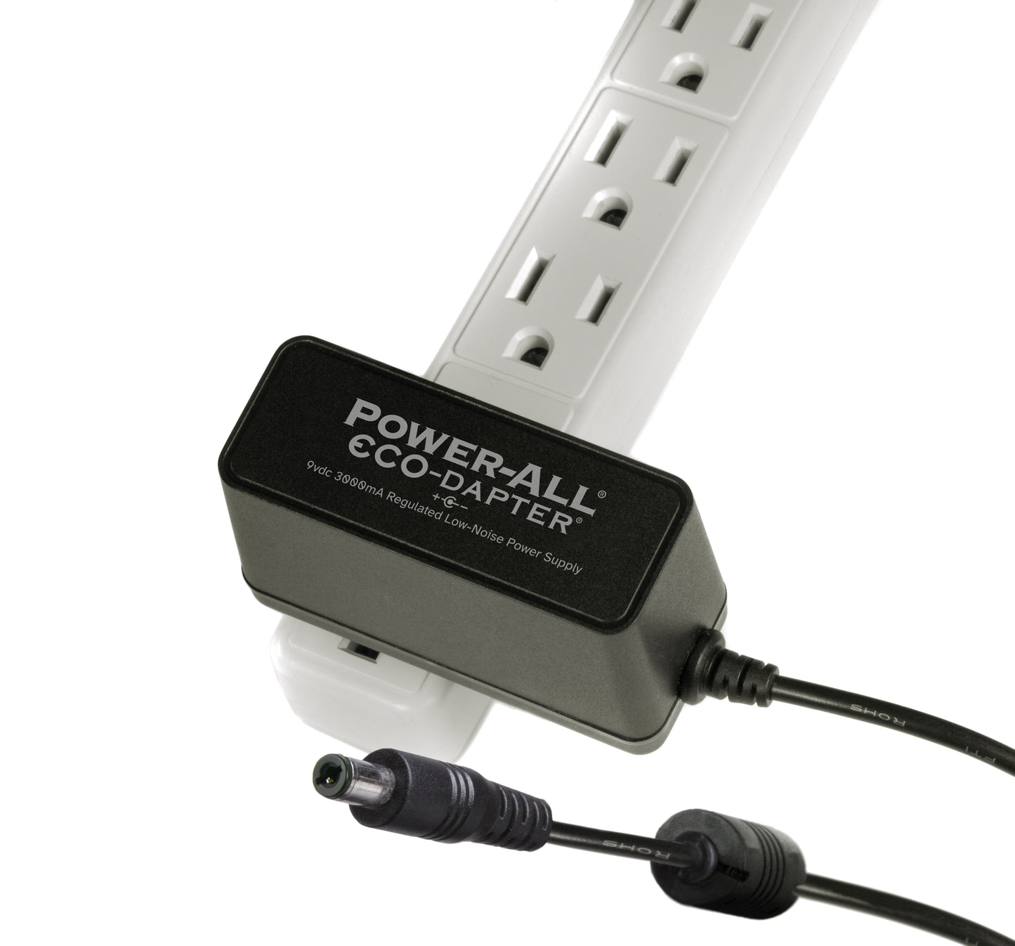 Power-All ECO-Dapter 3000mA 9vdc Power Supply for Guitar Effect Pedals plugged into one spot on a power conditioner